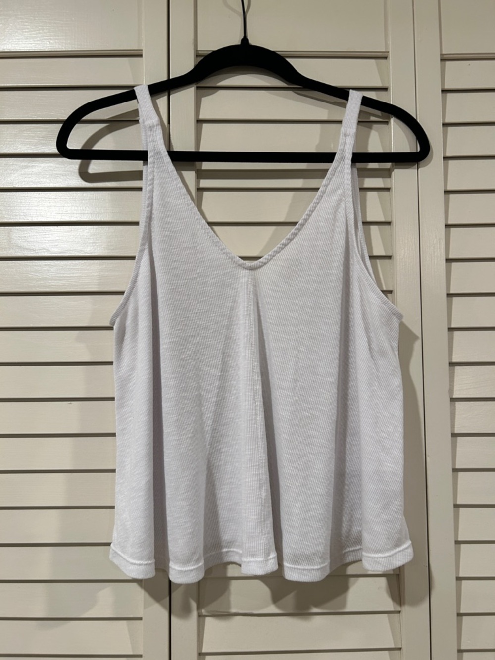 Intimately By Free People White V-Neck Ribbed Tank Top Size S